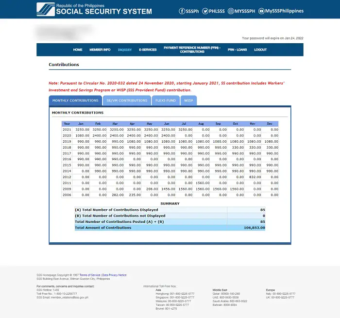 Check SSS Contribution Online