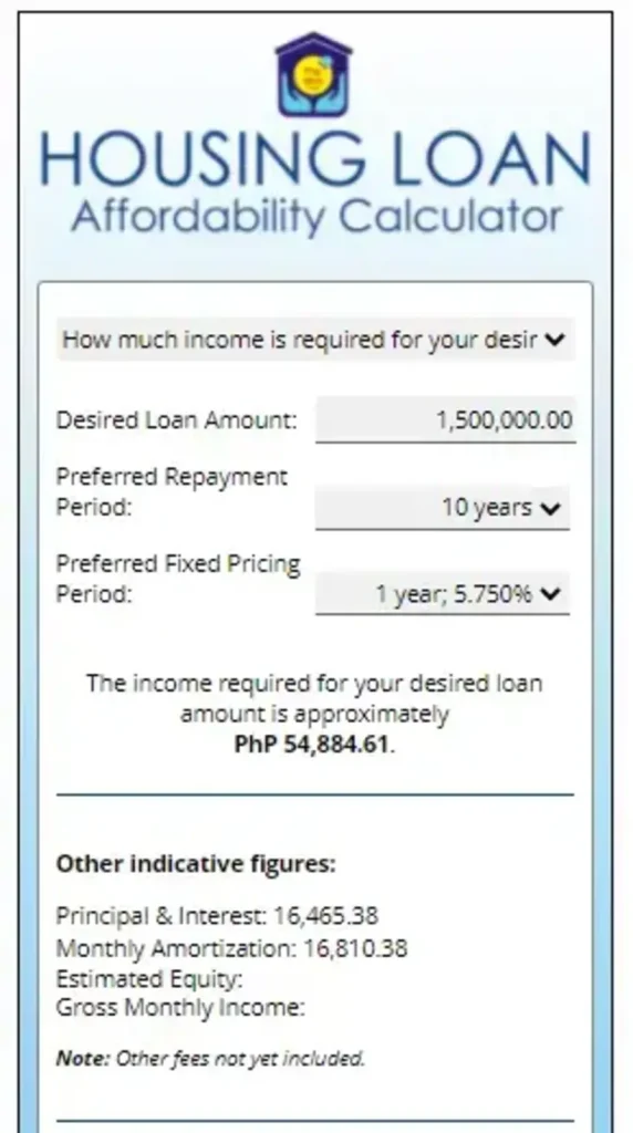 Pag IBIG Housing Loan Affordability Calculator