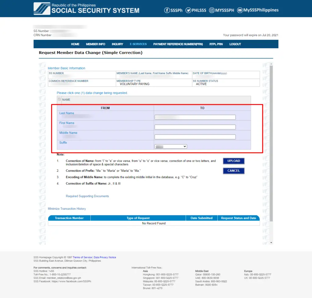 Update SSS Information Online