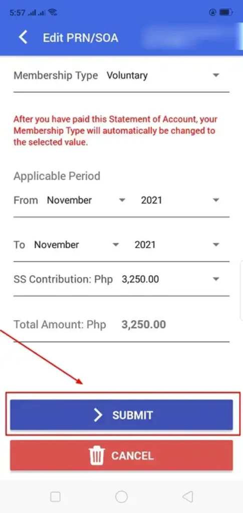 Change Amount of SSS Contribution Online
