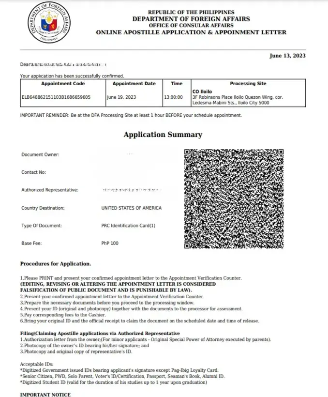 Online Apostille Appointment Application Letter