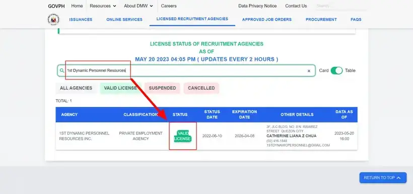 Verify the Status of the Korea Recruitment Agency Online