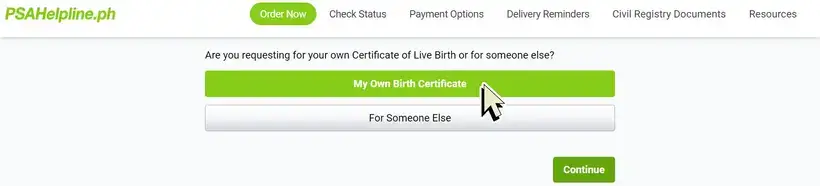 PSA Helpline Type of Certificate