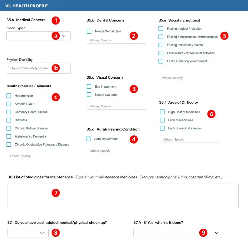 Online Senior Citizen Data Form