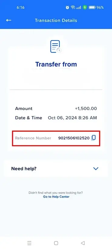 GCash Reference Number