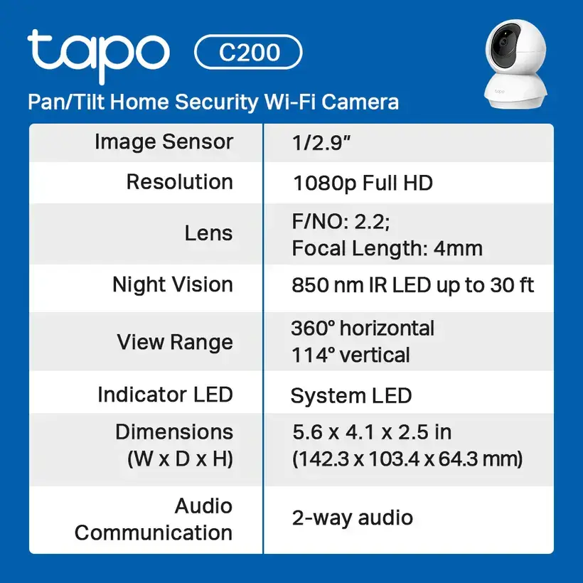 TP-Link Tapo C200 Connectivity Power Design
